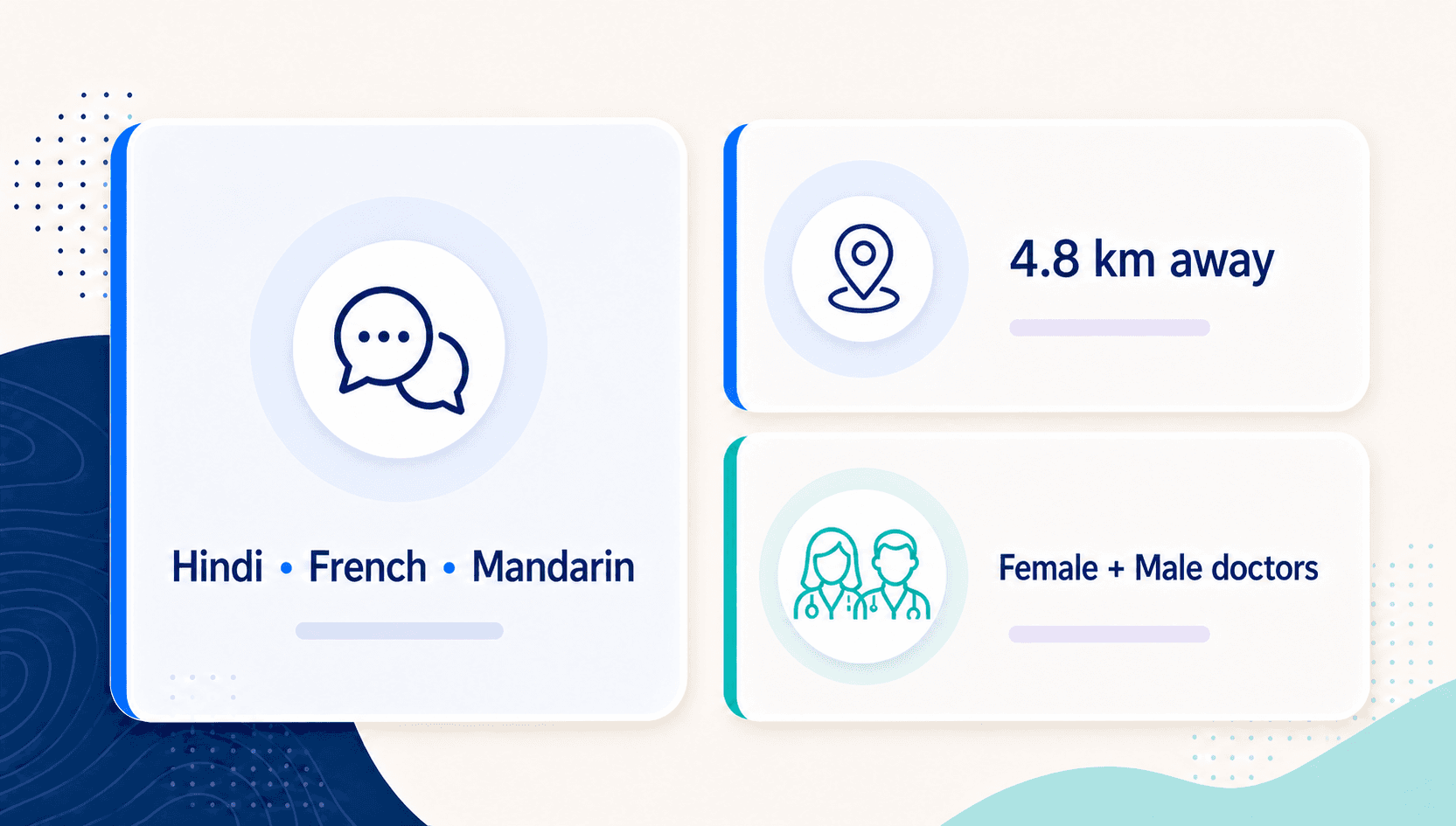 Clinic distance, spoken languages, and doctor gender attributes