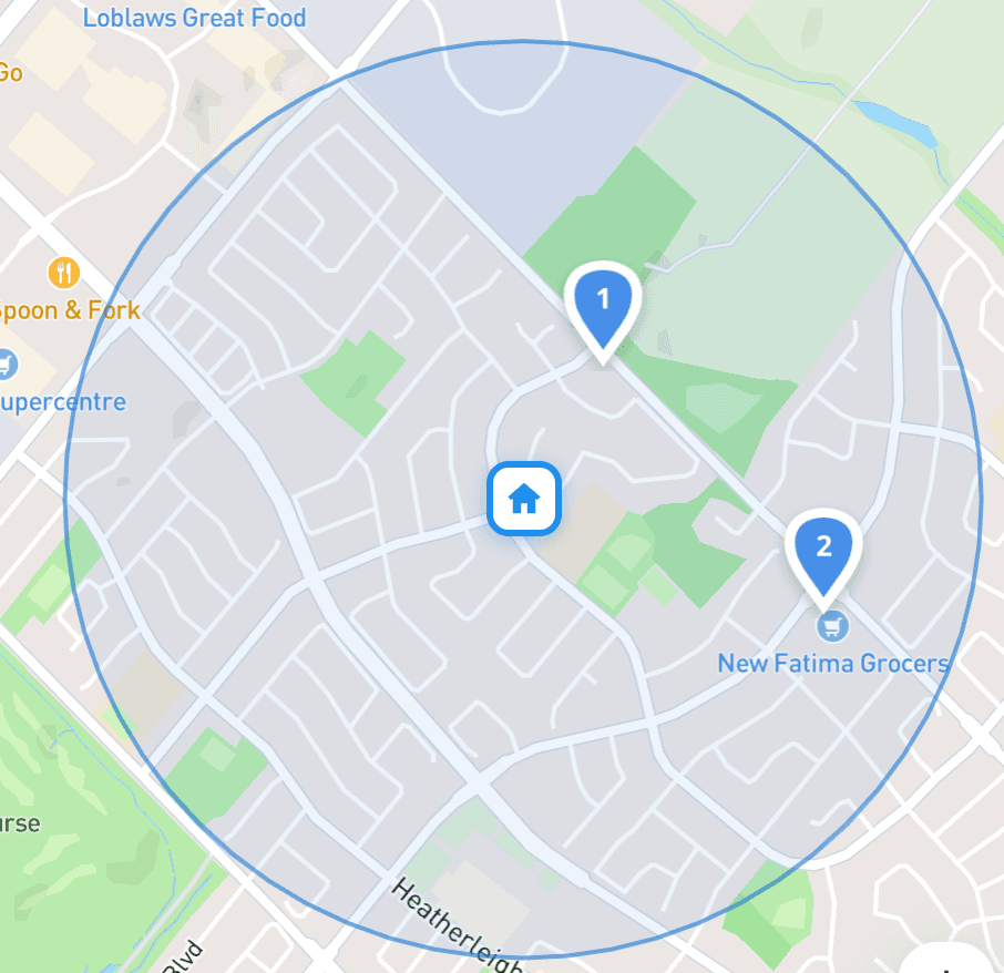 Nearby clinic listings shown around a home on a map